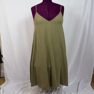 Lou & Grey Olive Green Midi Dress size Large small stain